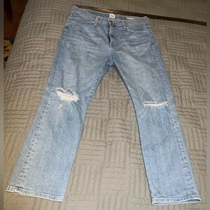 Edwin Light Blue Distressed Elin Cropped Straight Size 30